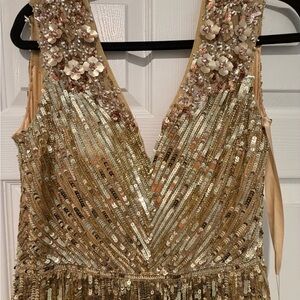 Mac Duggal Gold Sequin Maxi Dress